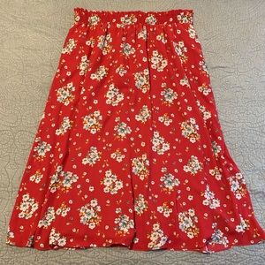 NWT Loft elastic waist floral midi length skirt, with pockets, size L